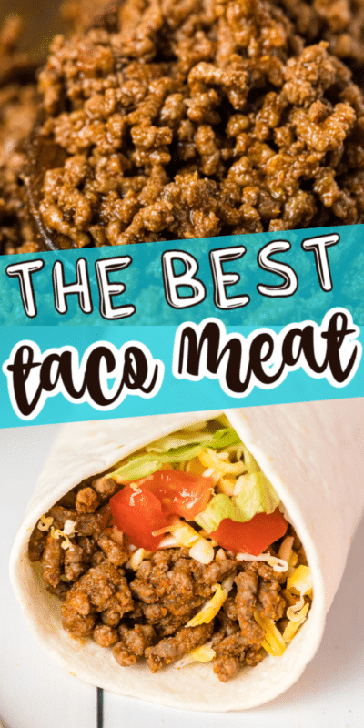 Homemade taco meat with text for Pinterest