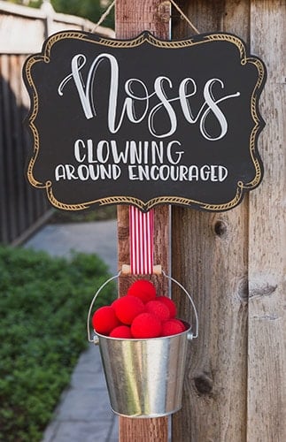 Clown noses at a circus party