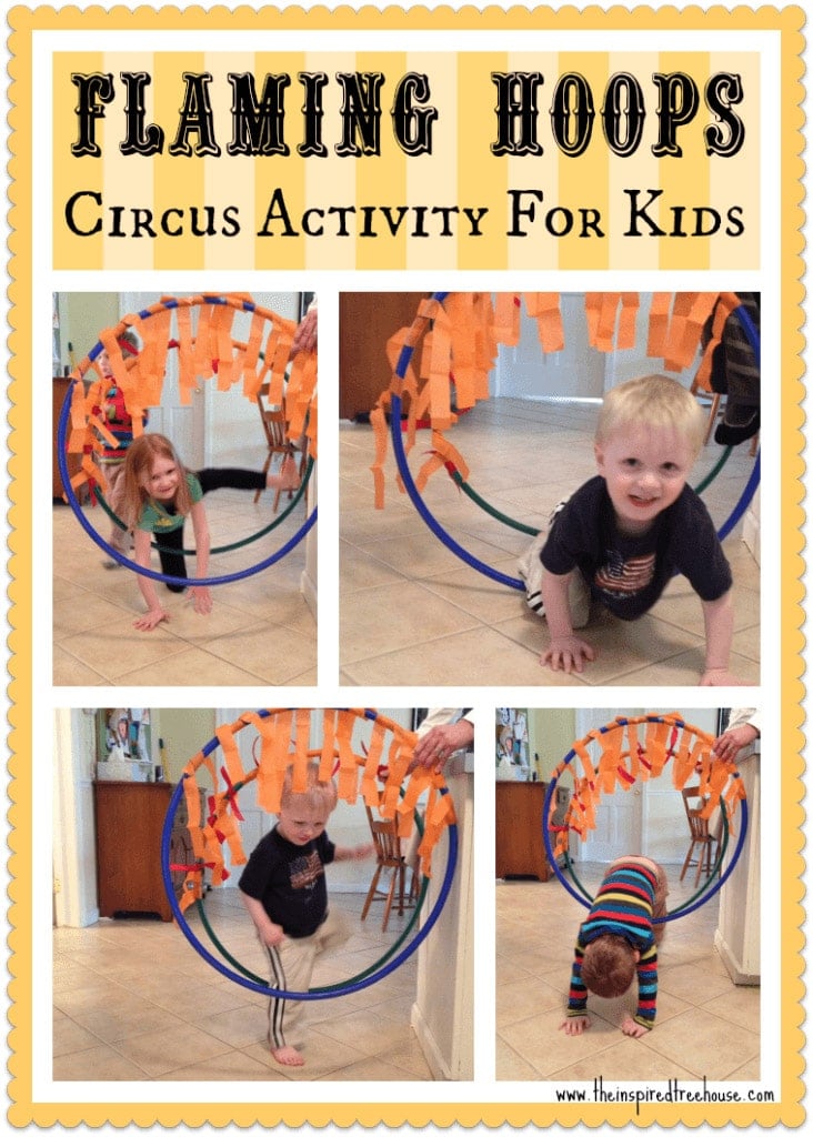 Flaming hoop game at a circus theme party