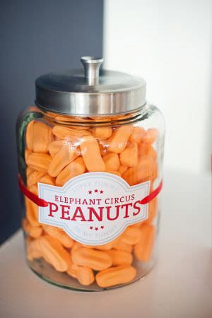 Elephant circus peanuts in a circus theme birthday party