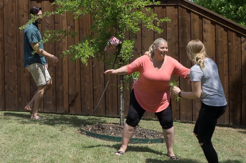 Playing outdoor games like capture the flag