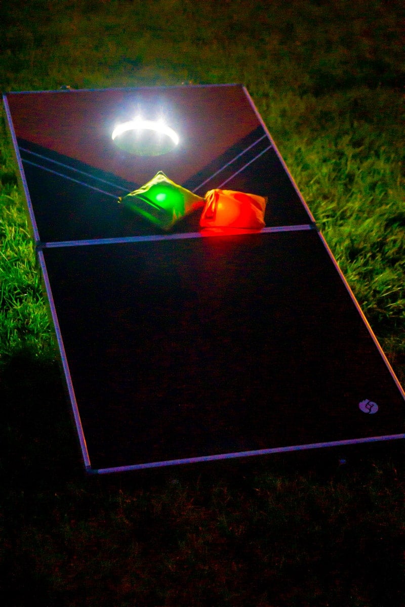 Glow in the dark corn hole and other outdoor games