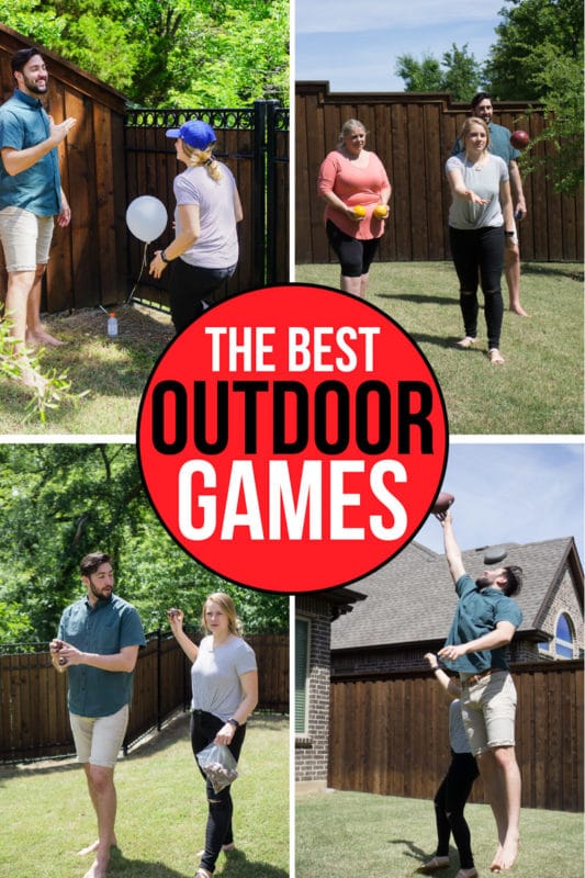 A collage showing the best outdoor party games