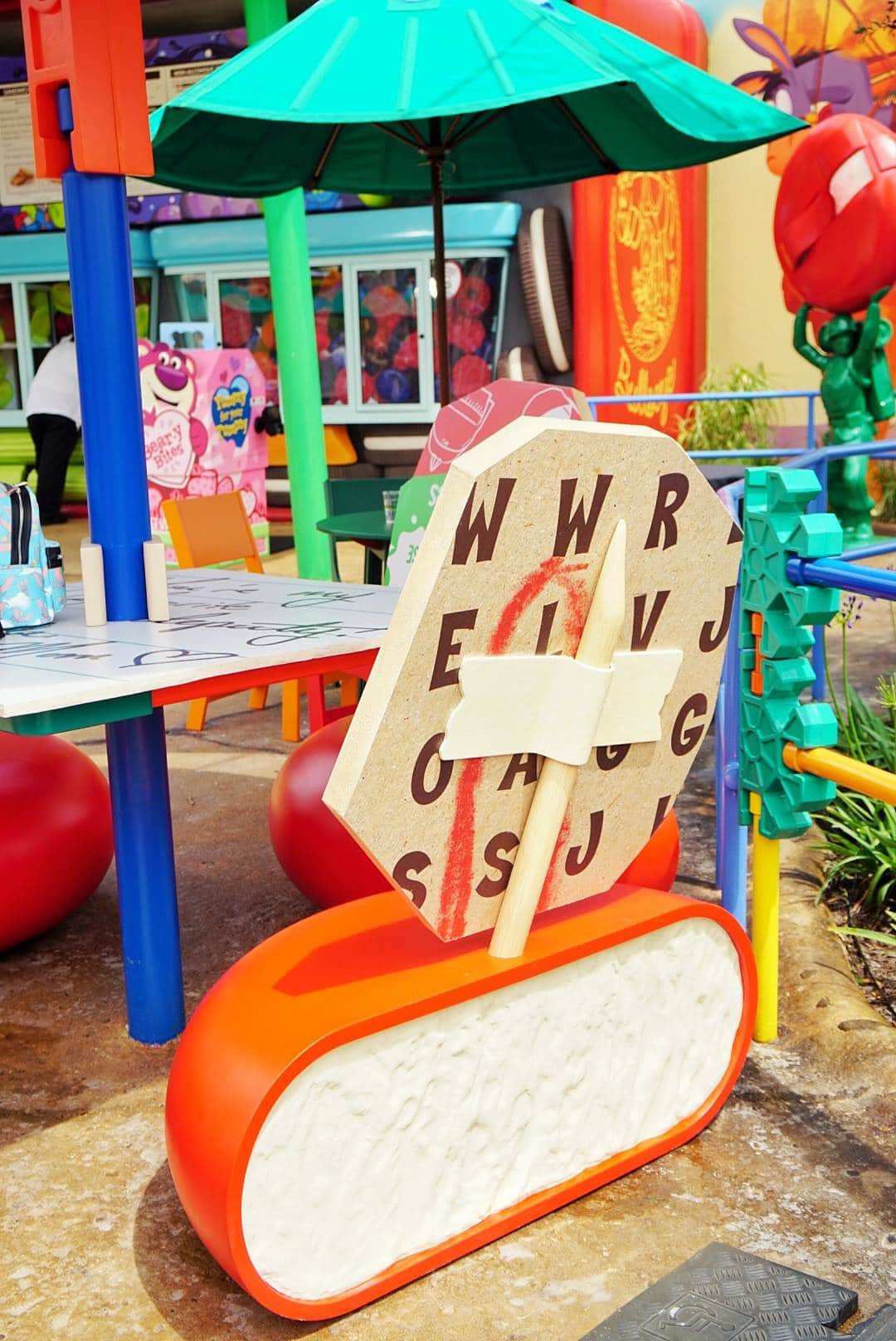 Chairs at tables in Toy Story Land