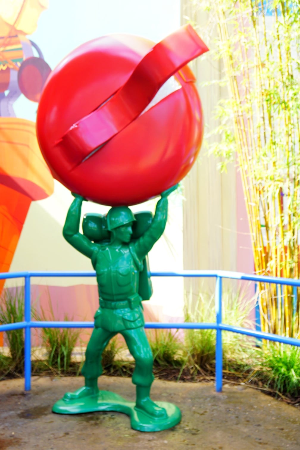 Green Army Man holding mini Babybel cheese in Toy Story land
