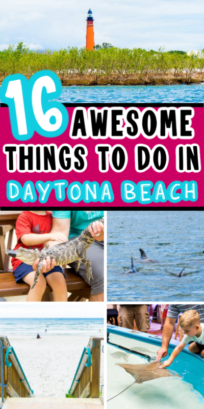 Collage of things to do in Daytona Beach for Pinterest