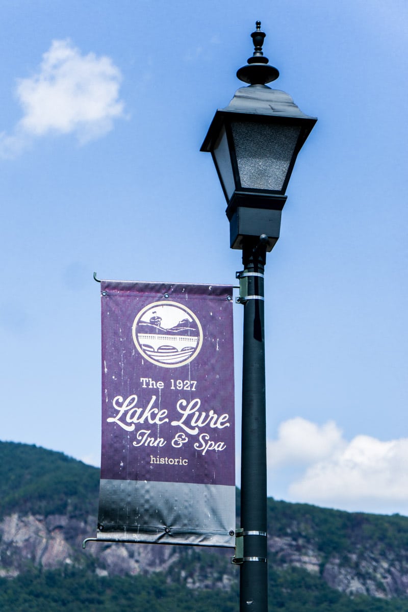 A sign in front of the Lake Lure Inn