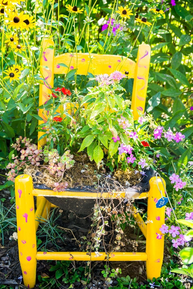 One of the chair displays on the Lake Lure flowering bridge