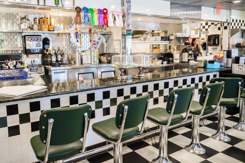 Inside Roger's Diner, one of the best Lake Lure restaurants
