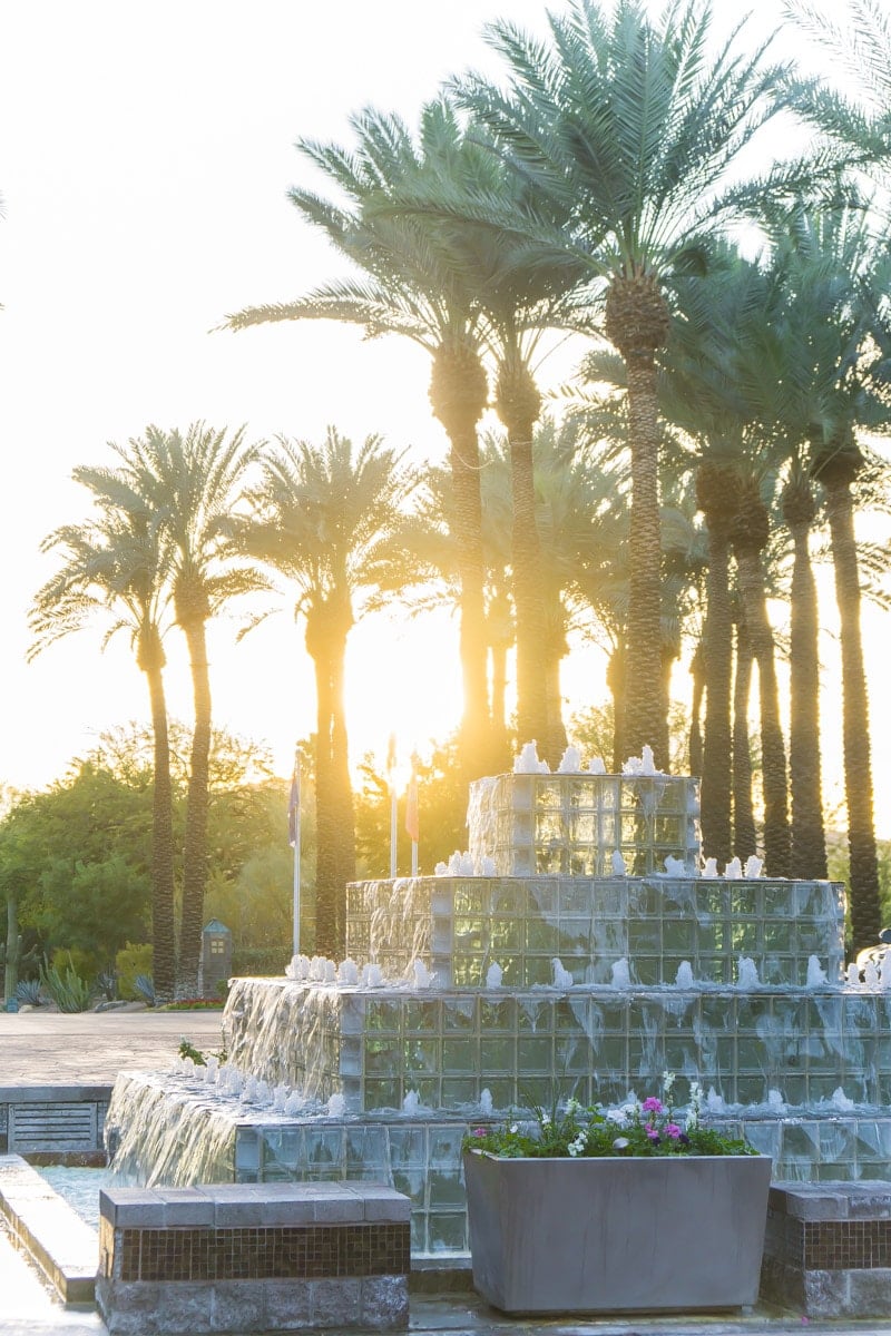 The fountain outside the Hyatt Regency, one of the best Phoenix family resorts