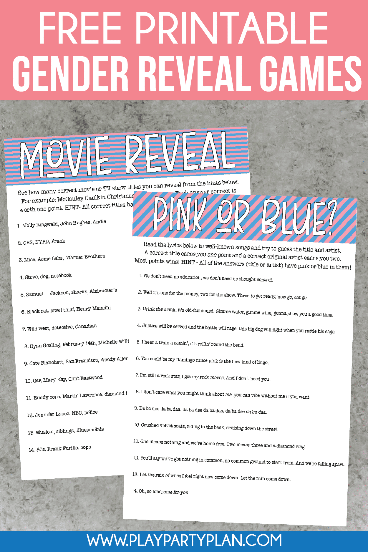 Free printable gender reveal party games inspired by pop culture 