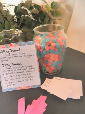 Jelly bean gender reveal party games to play when guests first arrive
