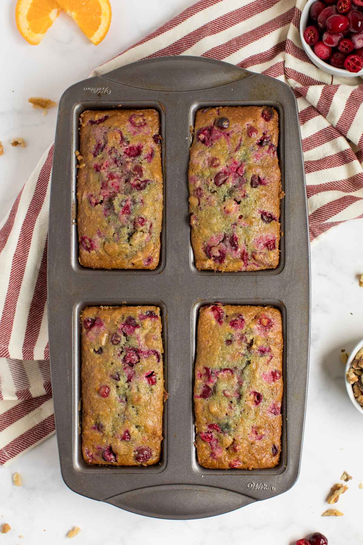 Mini loaf pan with cranberry orange bread