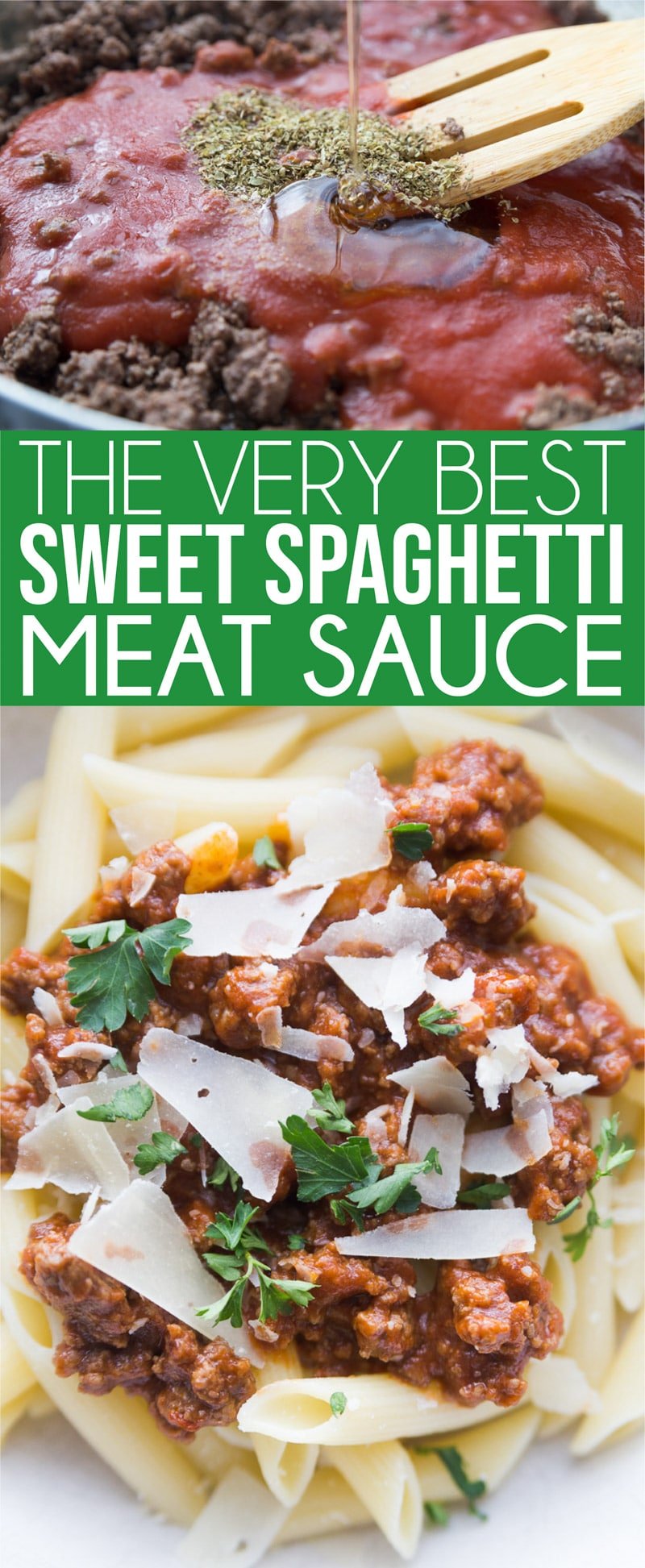 Easy homemade spaghetti sauce that’s sweet, meaty, and absolutely delicious! It’s simple to make from scratch and one of the best healthy Italian sauces I’ve ever tried!