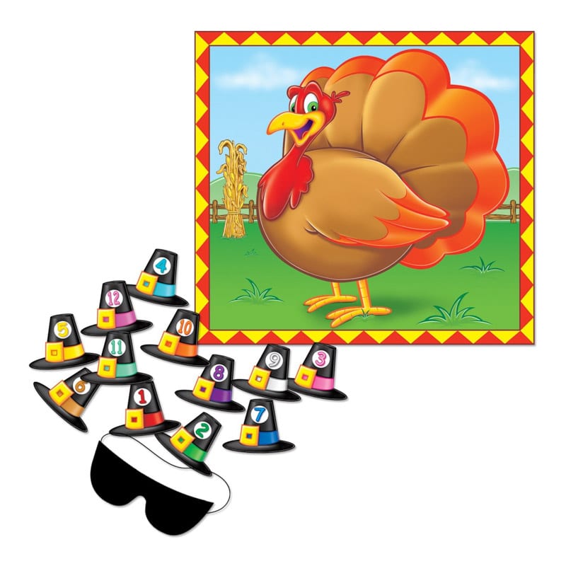 Pin the hat on the turkey Thanksgiving games for kids