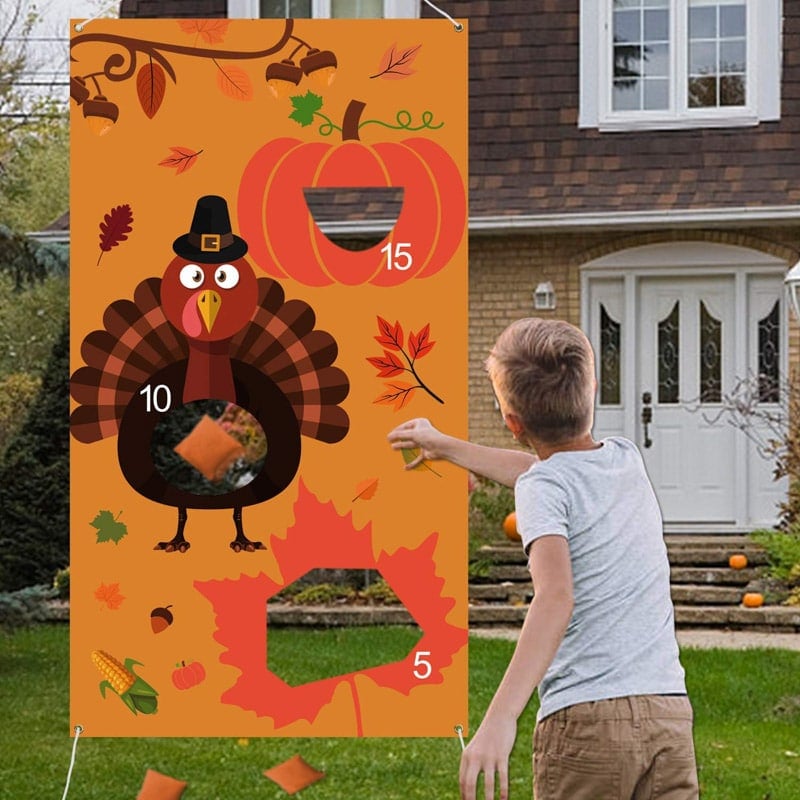 Outdoor Thanksgiving bean bag toss