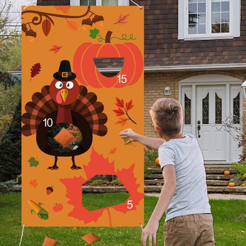 Outdoor Thanksgiving bean bag toss