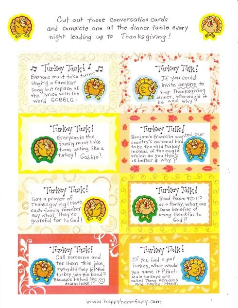 Turkey talk Thanksgiving family games