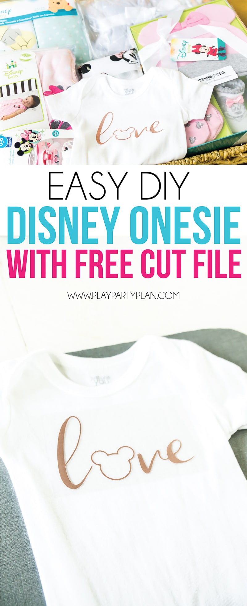 Easy Disney onesie with a free cut file!
