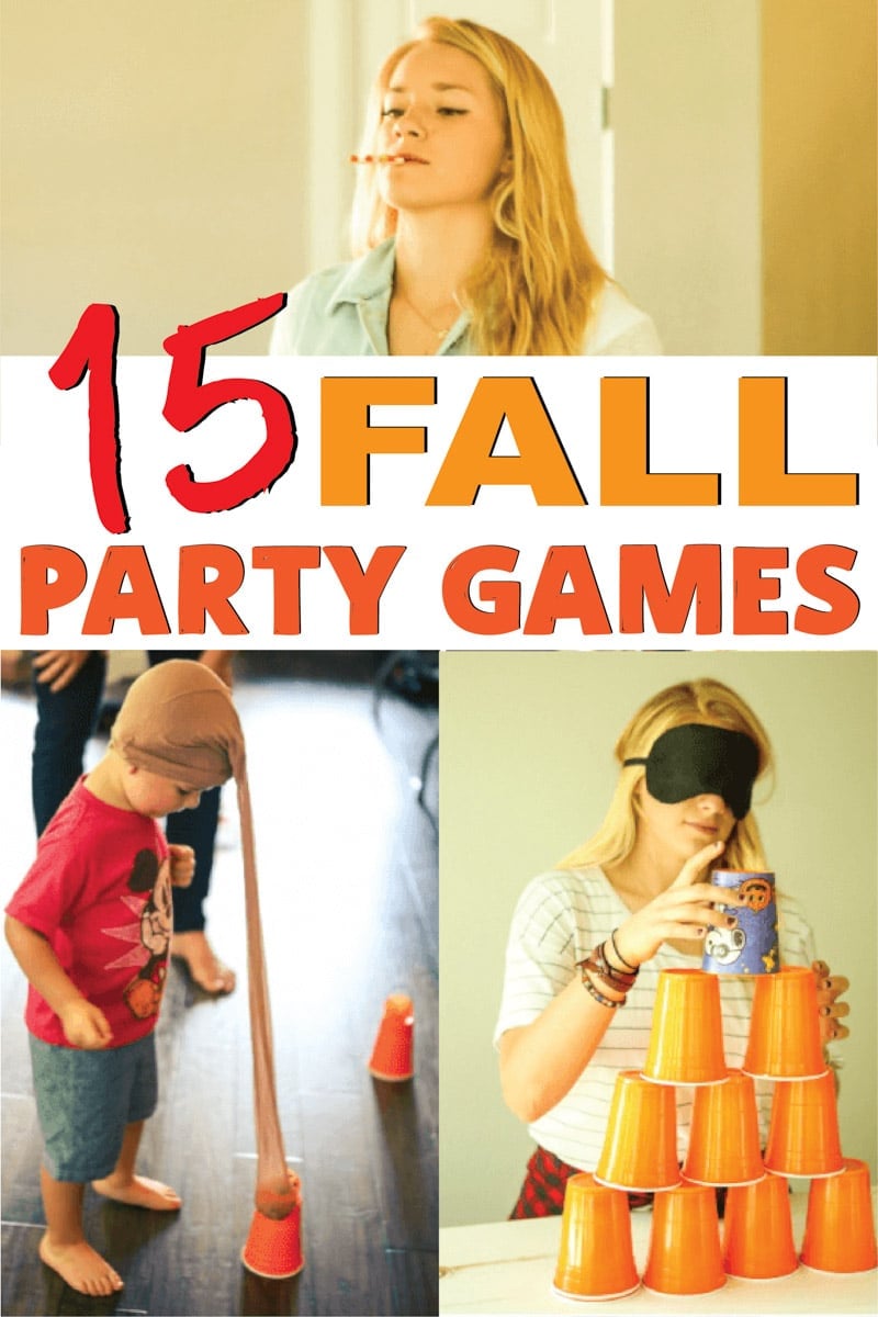Hilarious fall party games that are perfect for kids, adults, and teens! Great for Halloween, Thanksgiving, fall parties, and more!