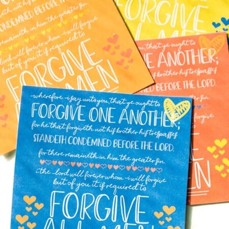 Handouts for a forgiveness lesson and quote about forgiveness.