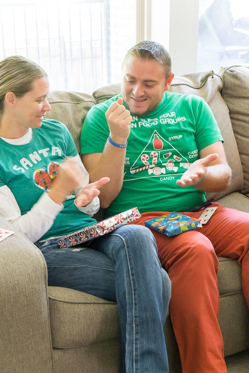 Playing the rock paper scissors switch gift exchange game