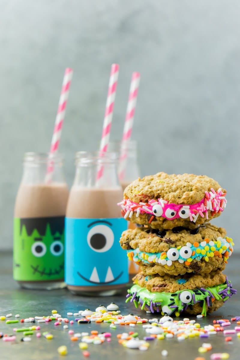 These monster cookie sandwiches make the best Halloween party food
