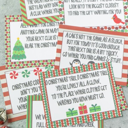 Free printable Christmas scavenger hunt clues