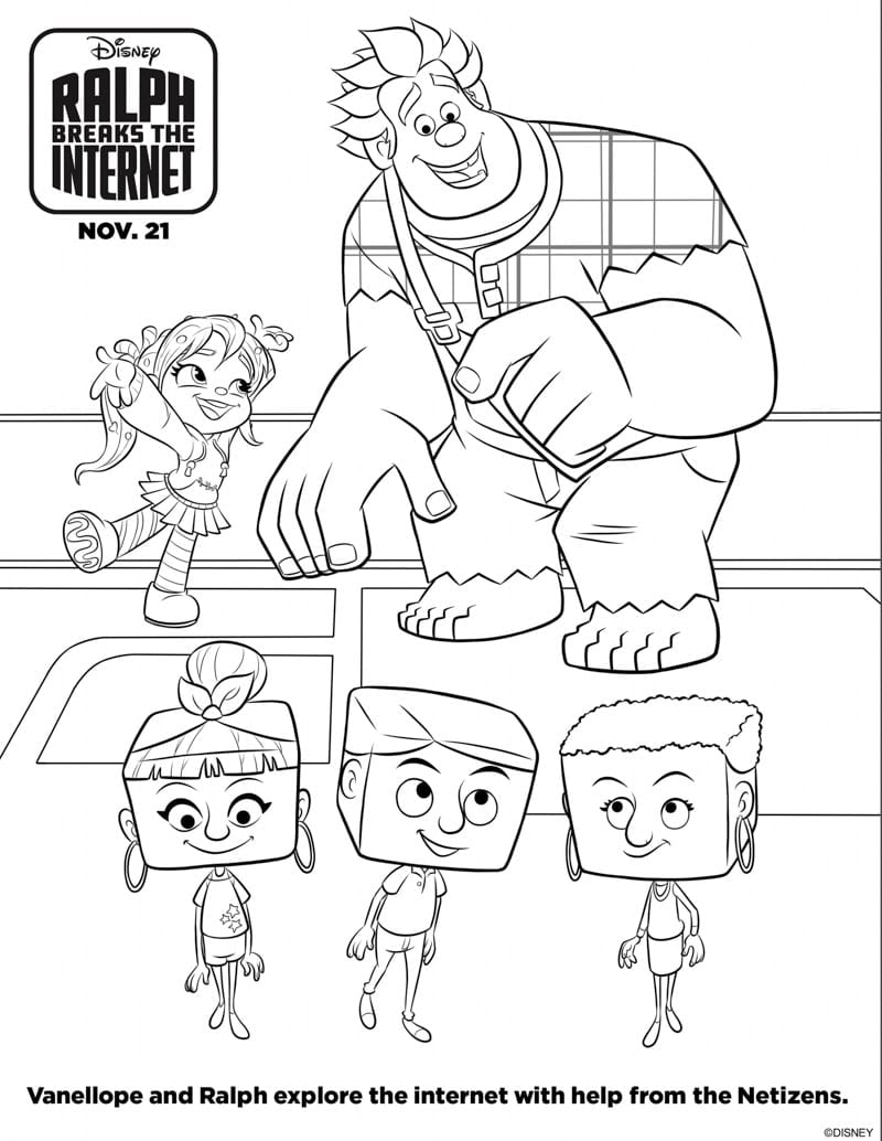 Ralph breaks the internet coloring pages and activities