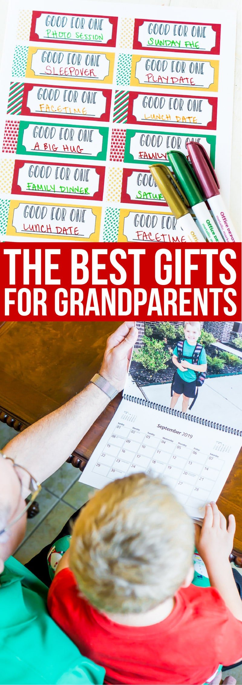 A collage of images of the best gifts for grandparents