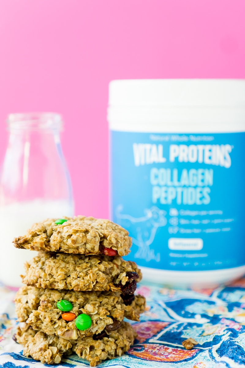 Trail mix breakfast cookies made with Vital Proteins collagen peptides