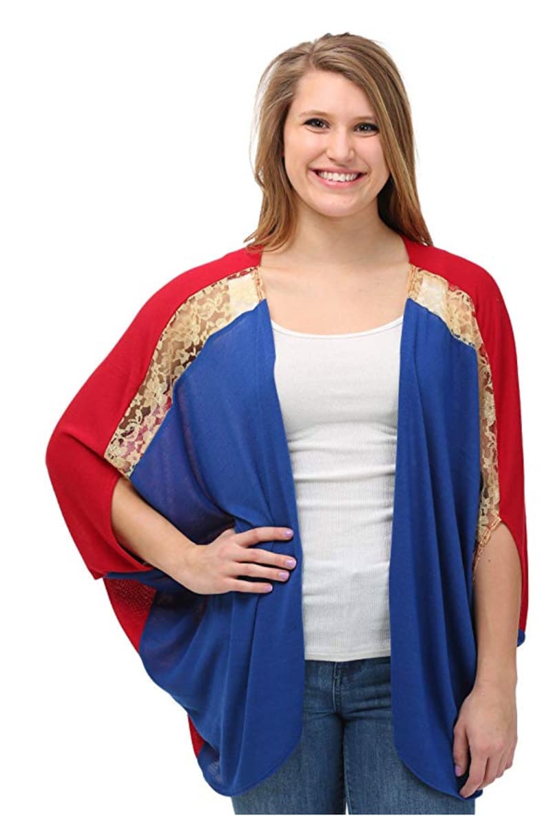 A Captain Marvel costume cape that can double as a shawl