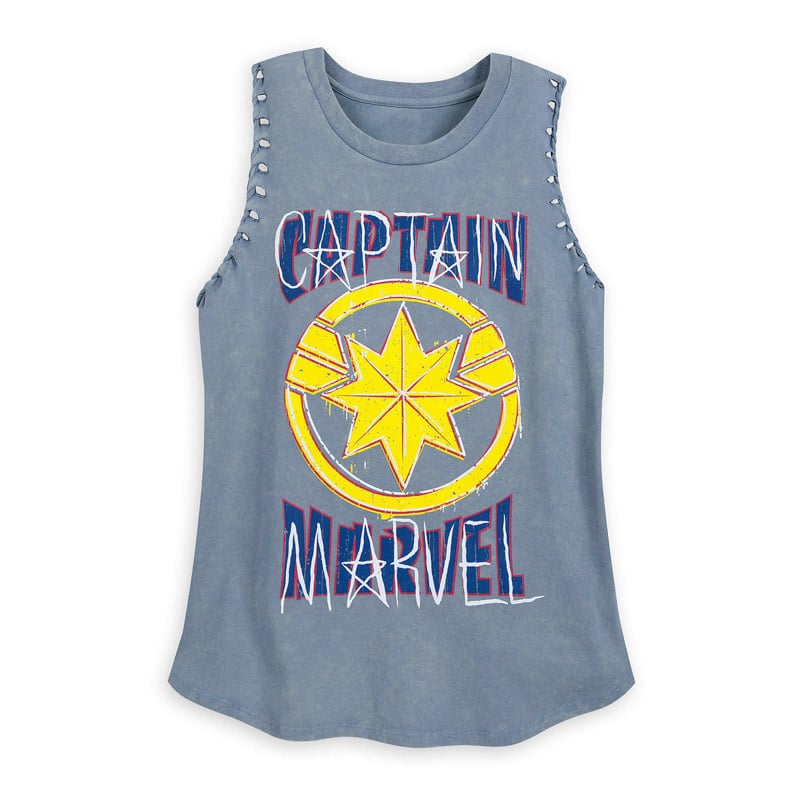 A Captain Marvel shirt with no sleeves