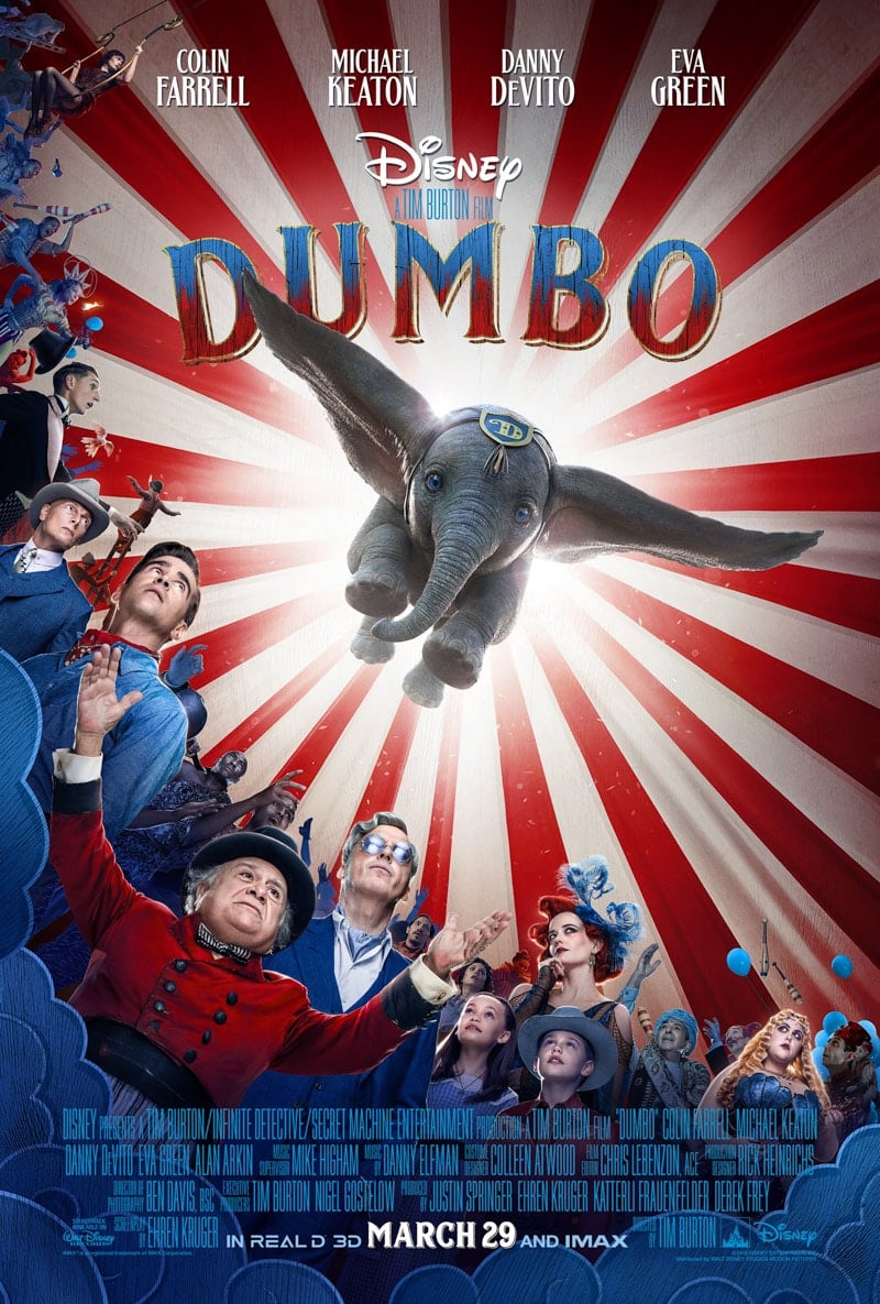 Dumbo movie trailer with a list of Disney movies coming out in 2019