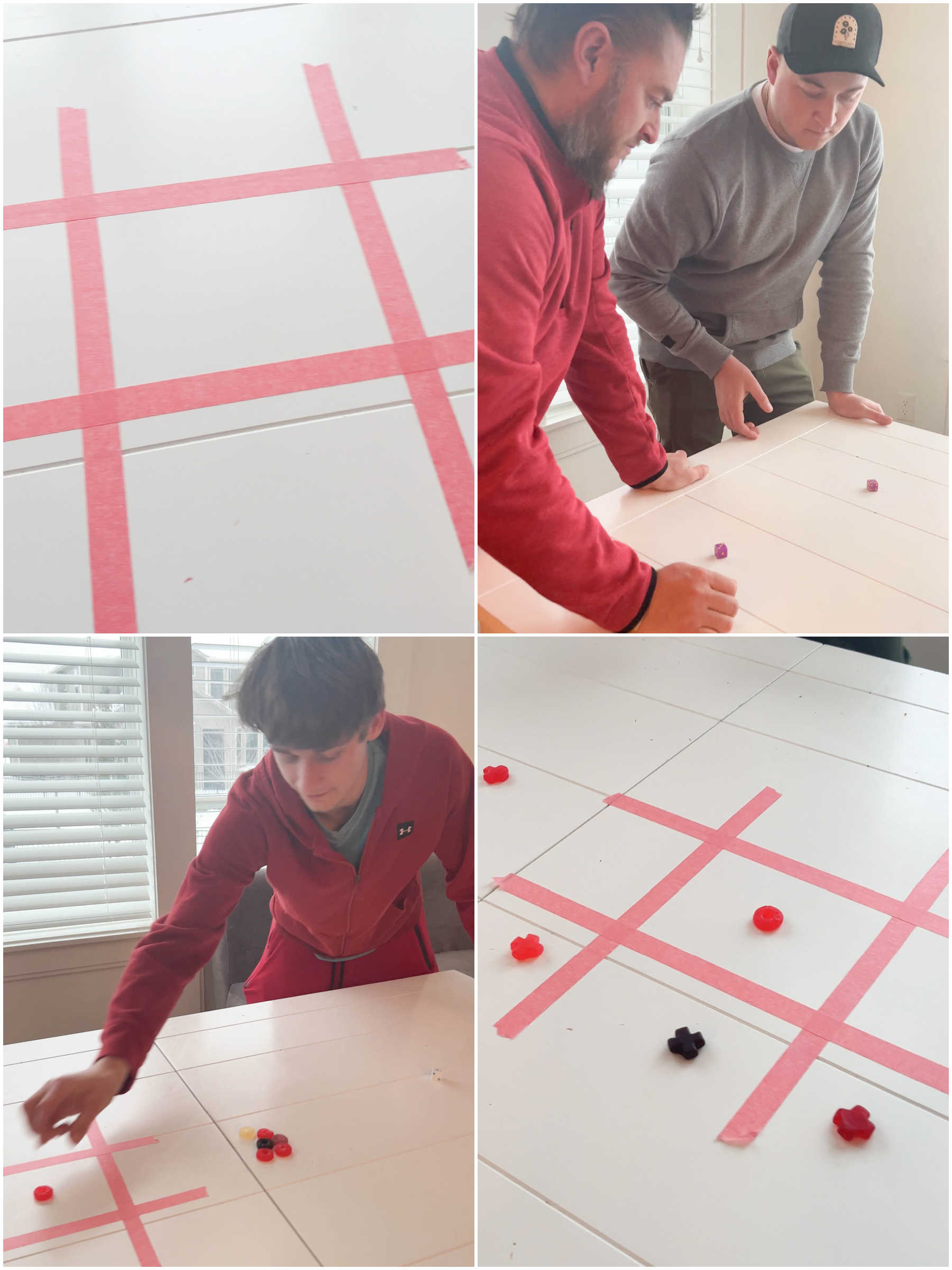 collage of images showing how to play a tic tac toe valentine's day game