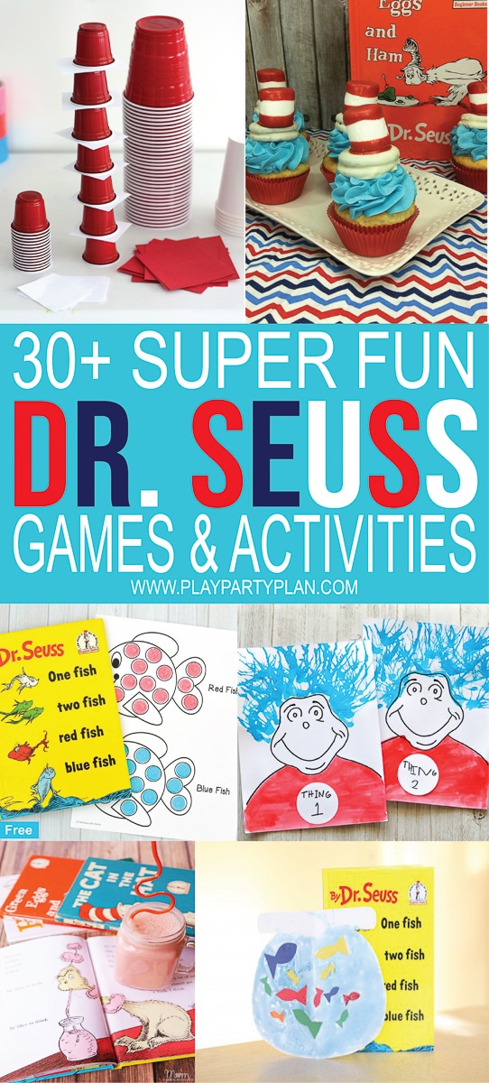 Tons of Dr. Seuss Day ideas including crafts, activities, games, DIY snacks, and more! Tons of things you can do with your classroom, at preschool, or with kids at home! #DrSeuss #DrSeussDay #Kidsactiviites #readacrossamerica
