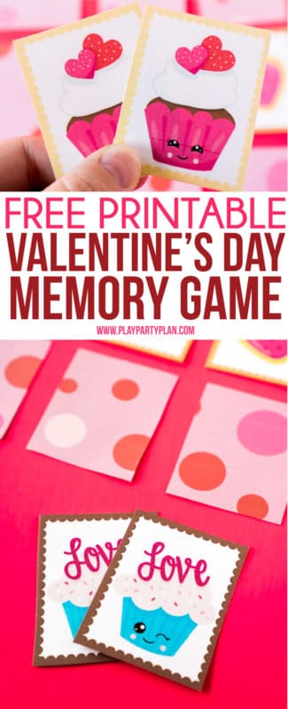 Fun Valentine’s Day memory game for kids or for seniors! Simply print out the cute Valentine’s Day themed cards, set them out, and see who can find the most matches first! One of the easiest Valentine’s Day games ever! Perfect for school classroom parties. #ValentinesDay #kidsgames #Printables #kidsactivities