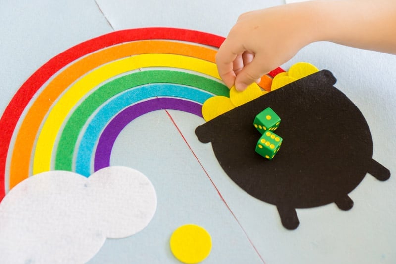 Placing coins into a pot of gold