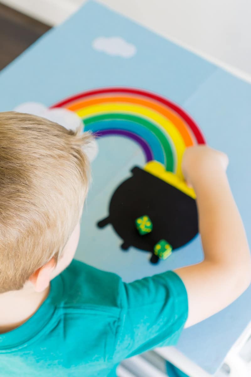 Kid playing DIY St Patrick's Day games