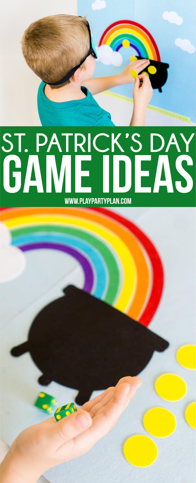 Two DIY St. Patrick’s Day games that work great for kids or for adults! Great activities if you’re looking for ideas to do in the classroom or even if you want crafts for kids to do on St. Patrick’s Day - have them make the games! #StPatricksDay #kidsgames #partygames #CricutMaker 