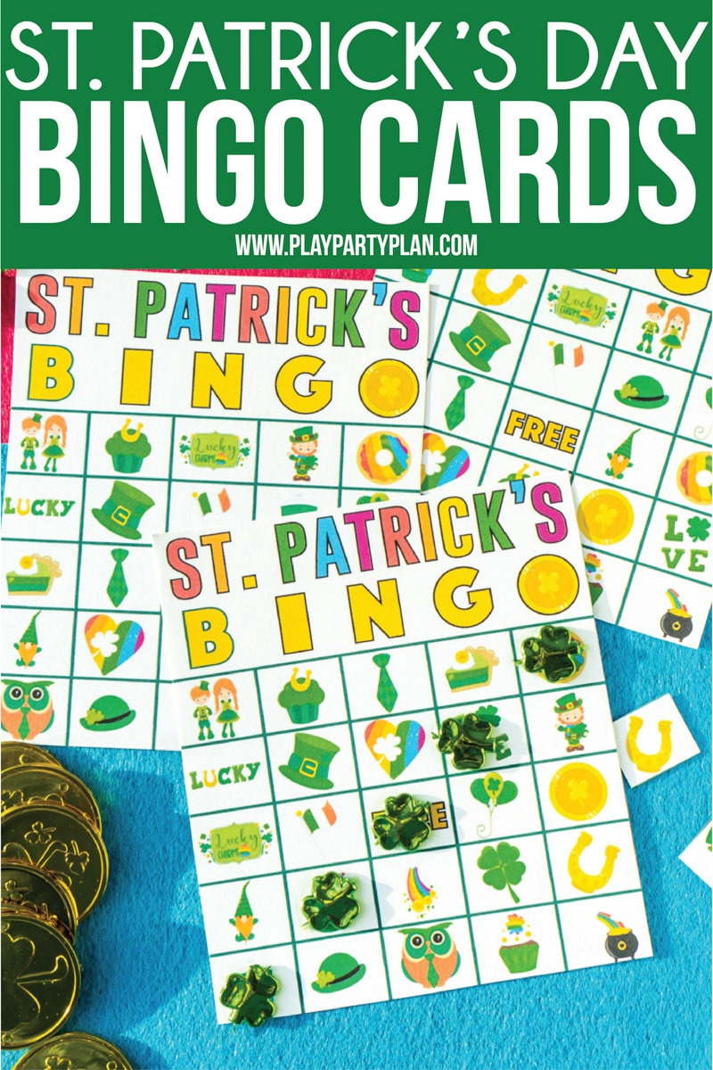 Printable St. Patrick's Day bingo cards that are fun for kids or adults! One of the best party games or activities for players of all ages!