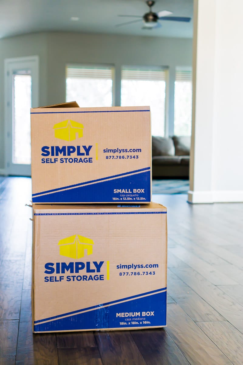 Simply Self Storage boxes in a home being shown