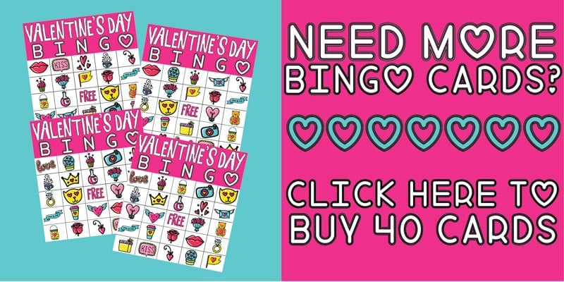 Free Printable Valentines Bingo Game  40 Cards   - 40