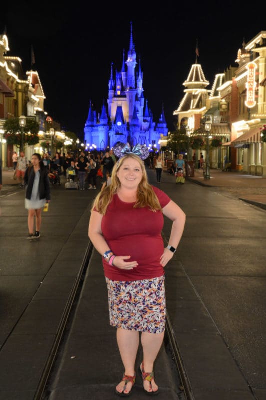 Picture in front of the castle at Disney After Hours