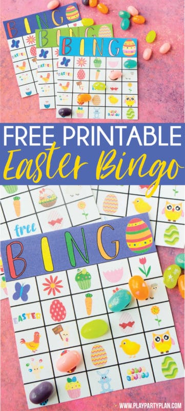 Free printable Easter bingo game that works great for preschool all the way up to cards for adults! Includes 40 unique cards and tons of fun prizes for kids or adults!