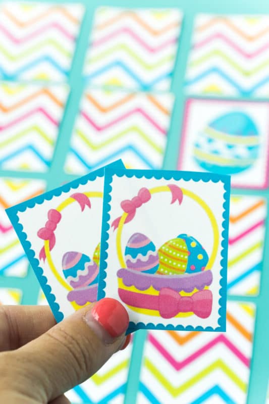 A match being held above an Easter memory game