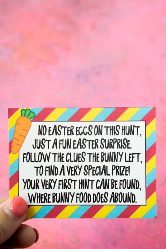 The first of many Easter scavenger hunt riddles