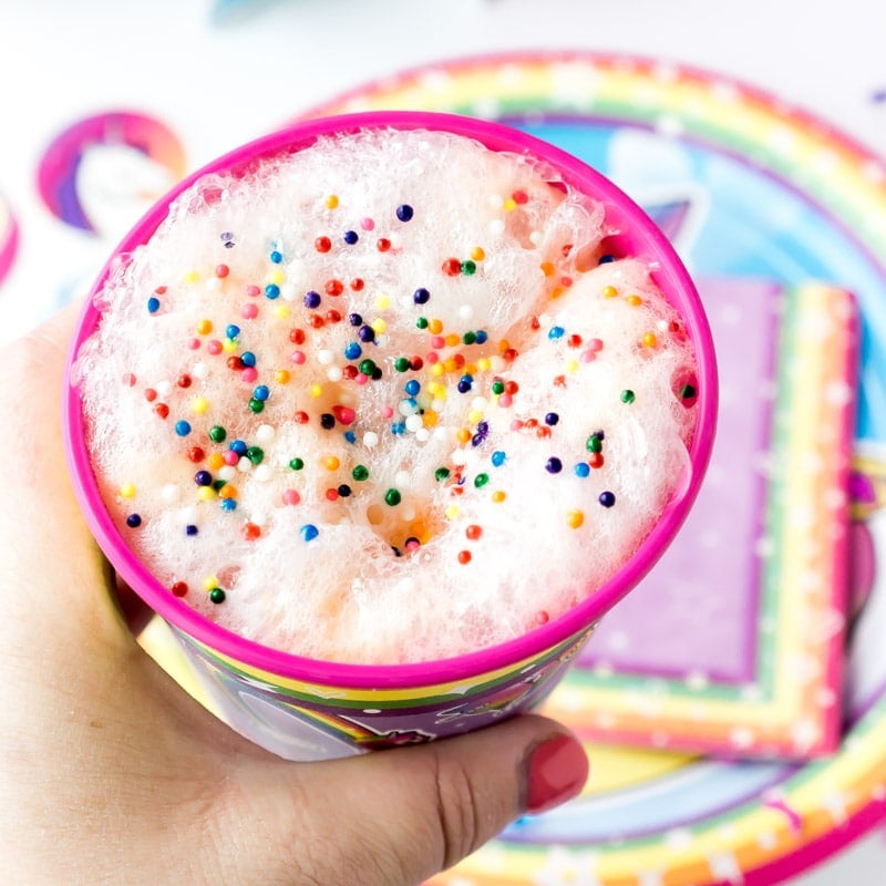 A drink inspired by the rainbow butterfly unicorn kitty cartoon