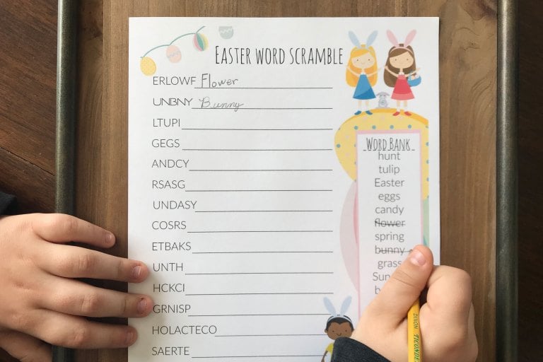 An Easter word scramble and other Easter activities