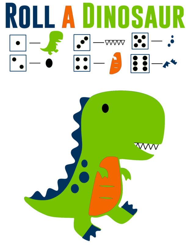 Roll the dinosaur printable game